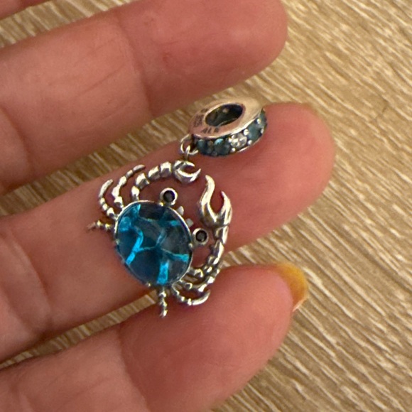 Silver and Blue Crab Charm - Picture 3 of 5